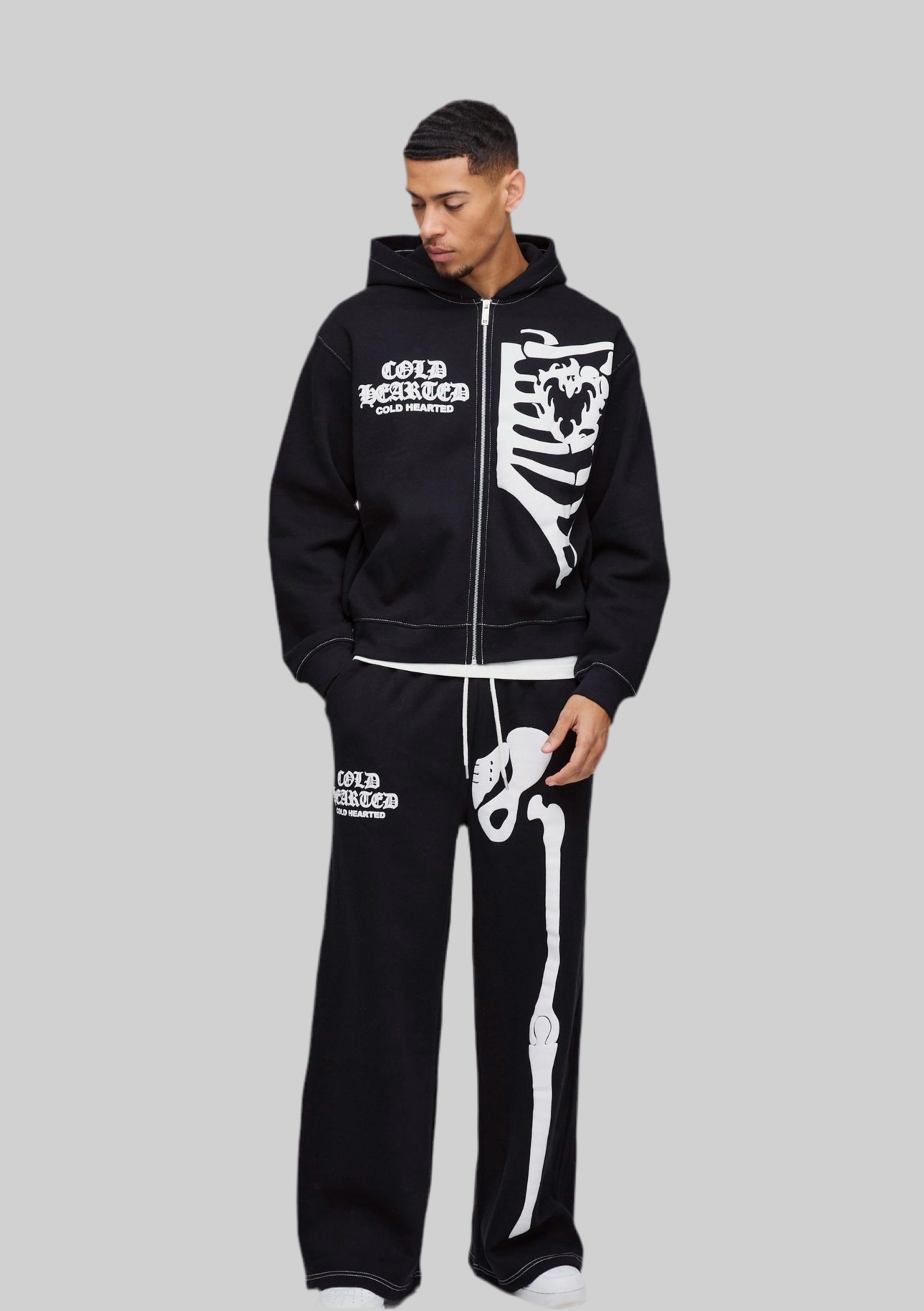 Skeleton puff print tracksuit